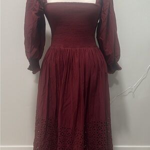 Free People Maroon Long Sleeve Dress